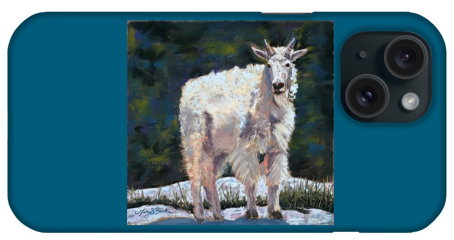 Mountain Goat iPhone Case featuring the painting High Country Friend by Mary Benke