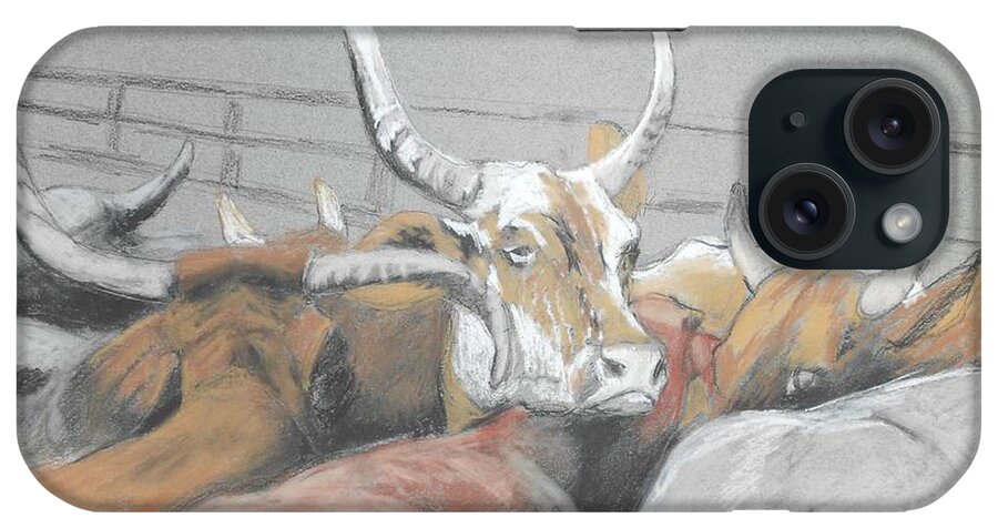 Artwork iPhone Case featuring the drawing High Horns by Cynthia Westbrook