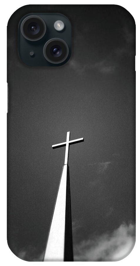 Church iPhone 15 Case featuring the photograph Higher to Heaven - Black and White Photography by Linda Woods by Linda Woods