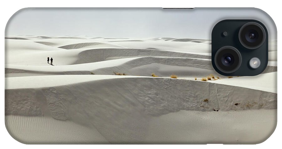 00559173 iPhone Case featuring the photograph Hikers at White Sands by Yva Momatiuk and John Eastcott
