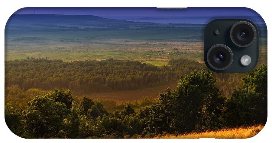 Rolling Hay Landscape iPhone Case featuring the photograph Hill Fields of Hay and Sunshine by John Williams
