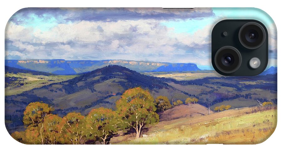 Nature iPhone Case featuring the painting Hill Shadows Kanimbla by Graham Gercken