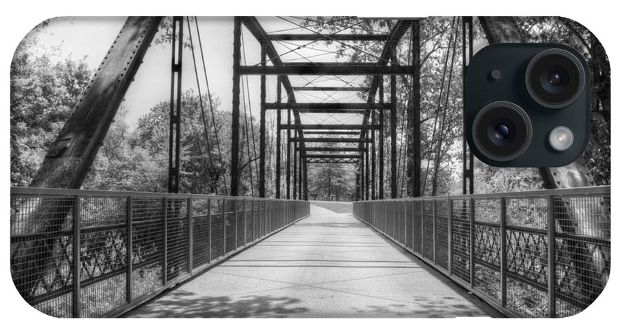 Bridge iPhone Case featuring the photograph Hinkson Creek Bridge in Black and White by Cricket Hackmann