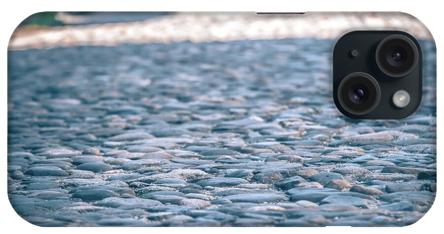 Background iPhone Case featuring the photograph Historic Old River Rock Stone Paveres On Old Street by Alex Grichenko