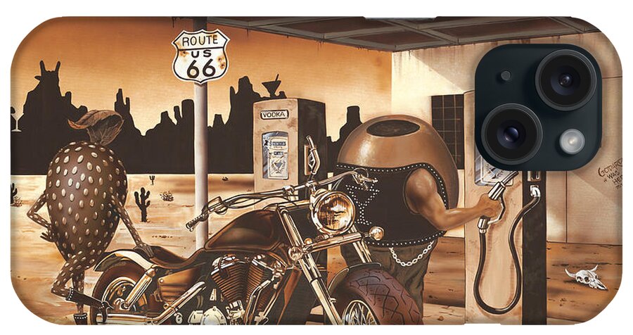 Biker iPhone Case featuring the painting Historic Route 66 by Michael Godard