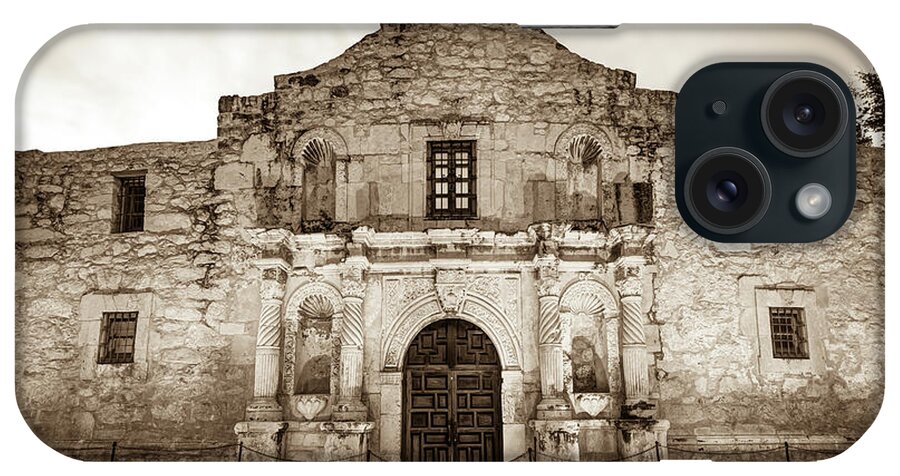 Usa iPhone Case featuring the photograph Historic San Antonio Alamo Mission - Sepia Edition by Gregory Ballos