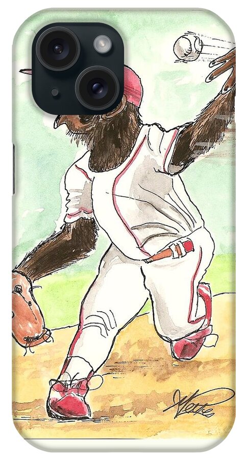 Baseball iPhone Case featuring the drawing Hit This by George I Perez