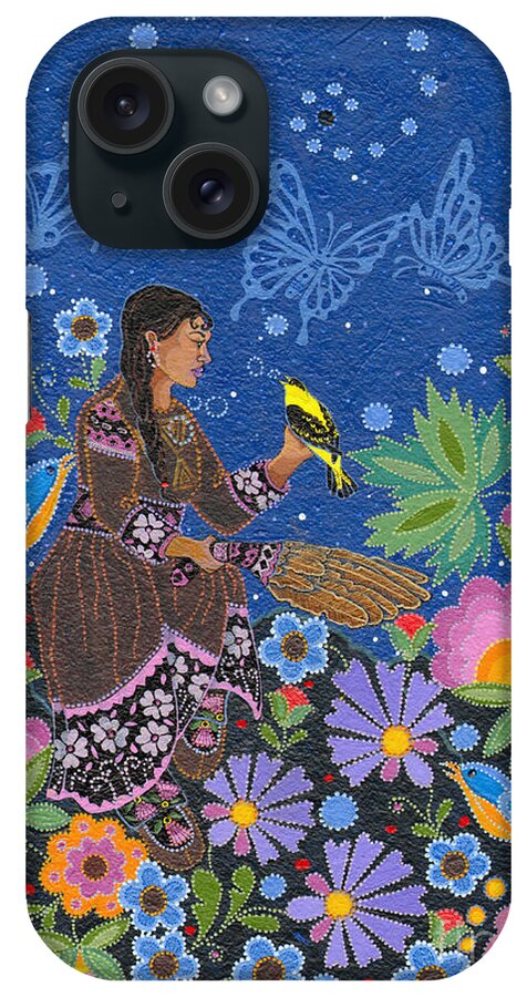 Native Women iPhone Case featuring the painting Hole In the Sky's Daughter by Chholing Taha