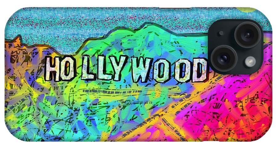 Hollywood iPhone Case featuring the painting HollyColorWood by Jeremy Aiyadurai