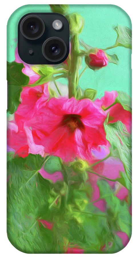 Hollyhock iPhone Case featuring the photograph Hollyhocks - 2 by Nikolyn McDonald