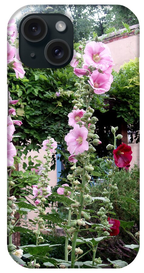 Flowers iPhone Case featuring the photograph Hollyhocks Taos New Mexico by Wayne Potrafka