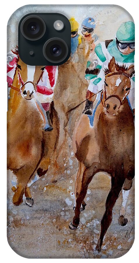Horses iPhone Case featuring the painting Home Stretch by Marilyn Zalatan
