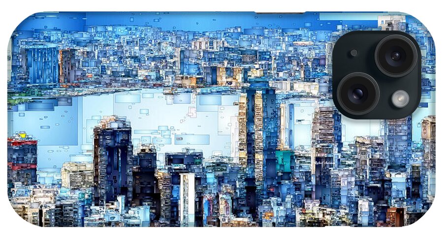 Rafael Salazar iPhone Case featuring the digital art Hong Kong Skyline by Rafael Salazar