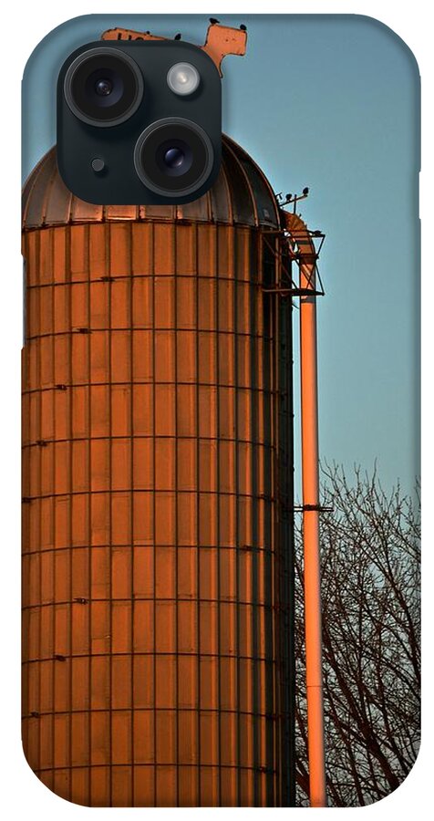Signs iPhone Case featuring the photograph Hoover Pumps Atop Silo by Tana Reiff