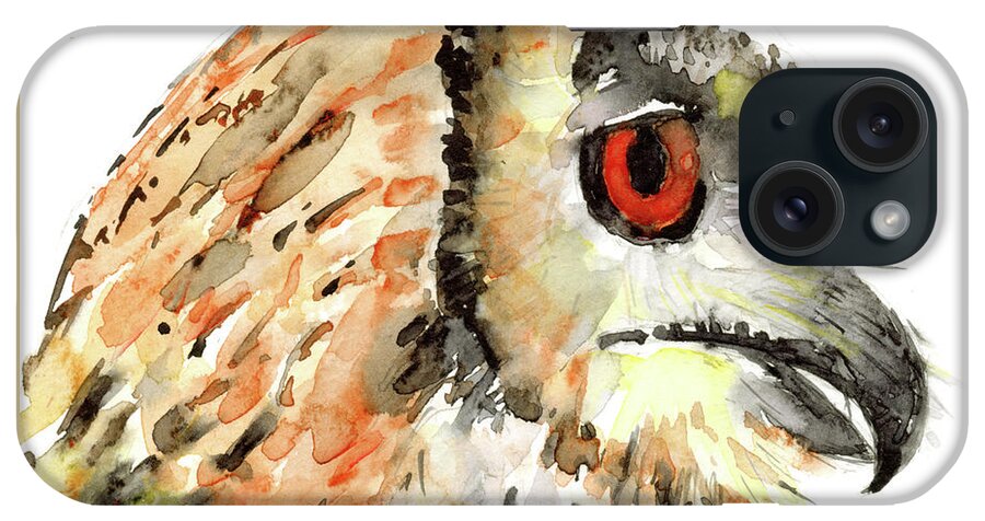 Horned Owl iPhone Case featuring the painting Horned Owl by Claudia Hafner