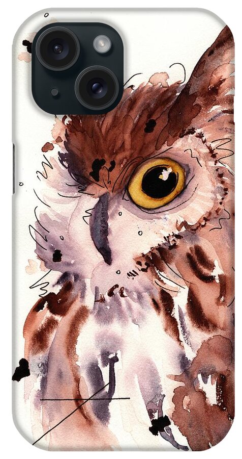 Owl iPhone Case featuring the painting Horned Owl by Dawn Derman