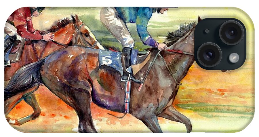 Horse iPhone Case featuring the painting Horse Races by Suzann Sines