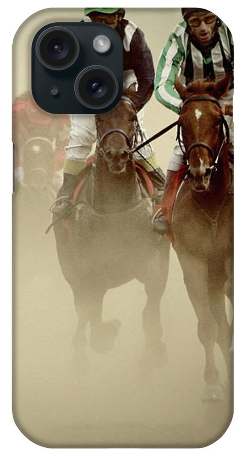 Horse iPhone Case featuring the photograph Horse Racing in Dust by Dimitar Hristov
