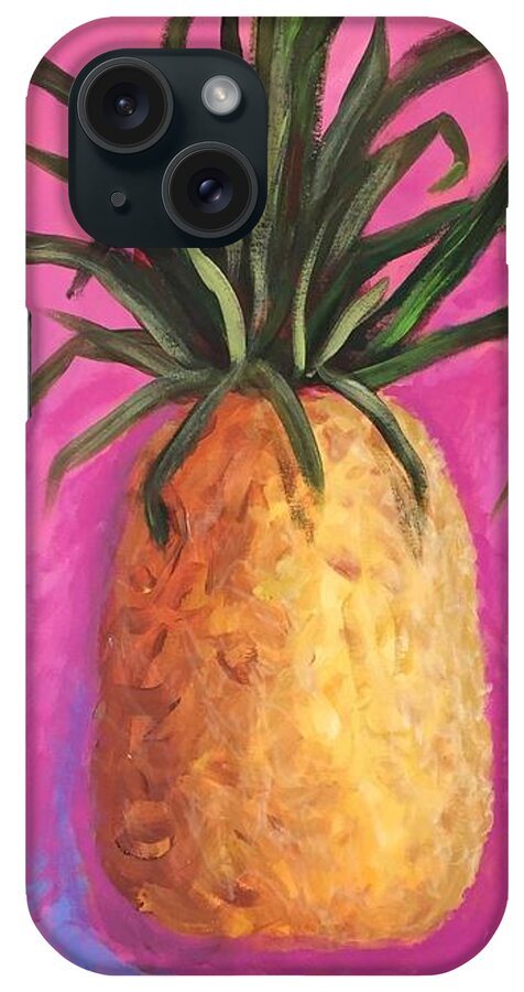 Pineapple iPhone Case featuring the painting Hot Pink Pineapple by Patricia Piffath