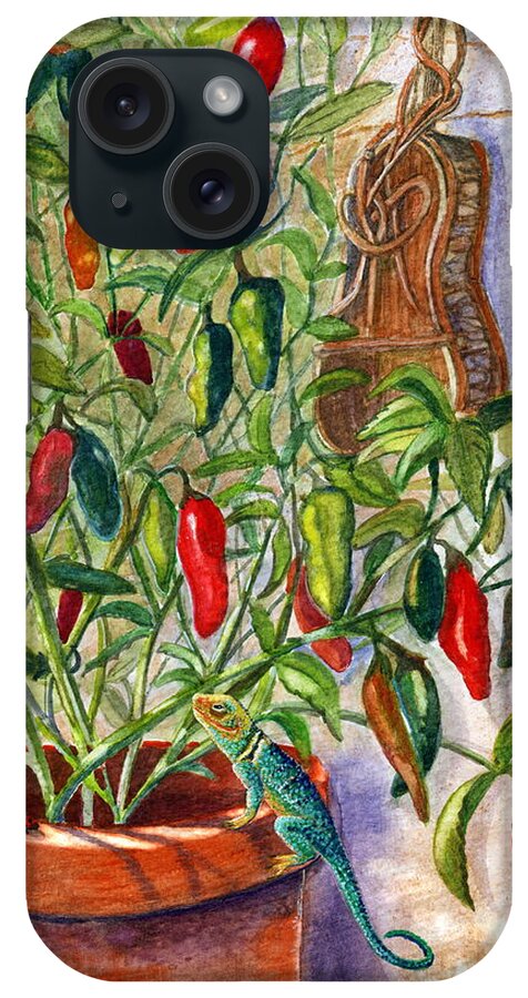 Jalapenos iPhone Case featuring the painting Hot Sauce On The Vine by Marilyn Smith
