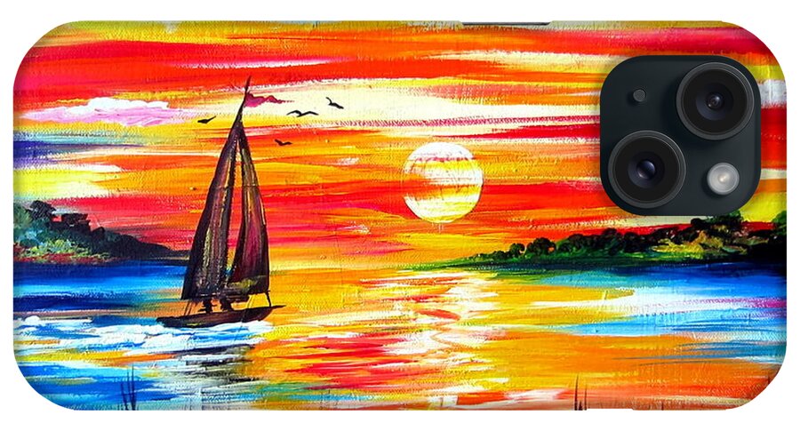 Sails iPhone Case featuring the painting Hot Summer sunset by Roberto Gagliardi