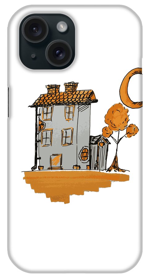 House iPhone Case featuring the digital art House and moon by Piotr Dulski