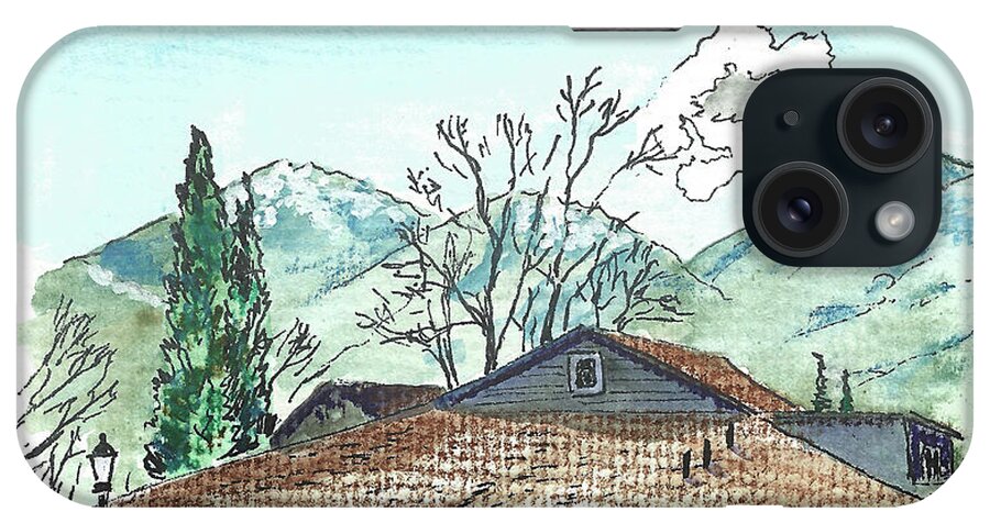 Landscape iPhone Case featuring the painting House in the Mountains by Masha Batkova