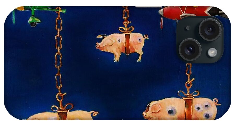 Pigs iPhone Case featuring the painting How Pigs Learn to Fly by Jean Cormier