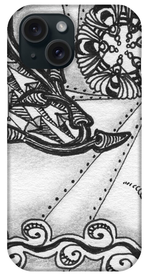 Zentangle iPhone Case featuring the drawing Howling at the Moon by Jan Steinle