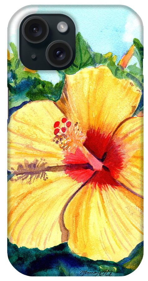 Hula Girl Hibiscus iPhone Case featuring the painting Hula Girl Hibiscus by Marionette Taboniar
