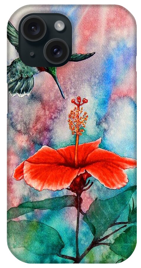 Humming Bird Painting iPhone Case featuring the painting Humming Bird #2 by John YATO