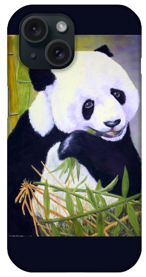 Animal iPhone Case featuring the painting Hungry Panda by Nancy Jolley