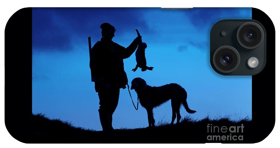 Hunter iPhone Case featuring the photograph Hunter with Hare at Sunset by Arterra Picture Library