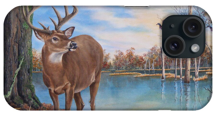 Deer iPhone Case featuring the painting Hunters Dream sold by Sandy Brindle