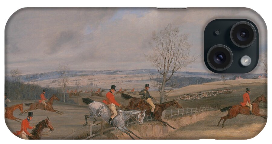 19th Century Art iPhone Case featuring the painting Hunting Scene - Drawing the Cover by Henry Thomas Alken