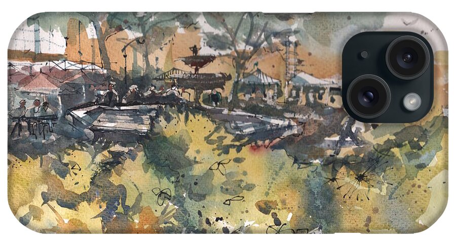 Landscape iPhone Case featuring the painting Hyde Parke Sunday Market Tampa by Gaston McKenzie