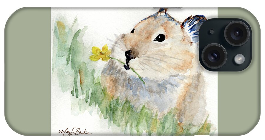 Pika iPhone Case featuring the painting I Brought You a Flower by Mary Benke