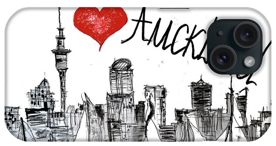 Auckland iPhone Case featuring the digital art I love Auckland by Sladjana Lazarevic