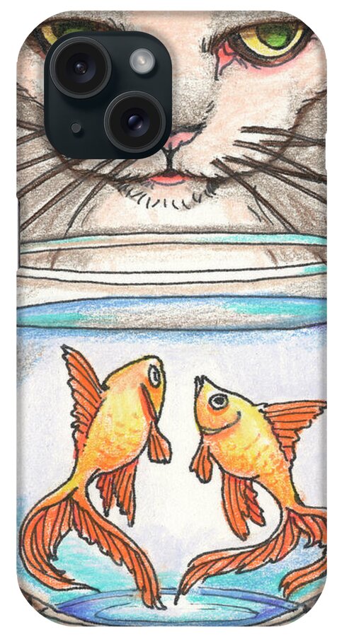 Atc iPhone Case featuring the drawing I Loves Fishes by Amy S Turner