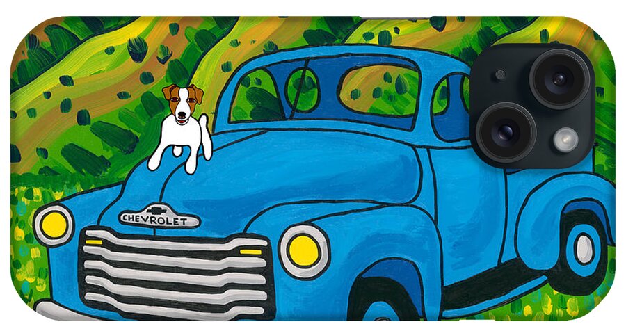 Dog iPhone Case featuring the painting I Think I'm A Hood Ornament by Mike Segal