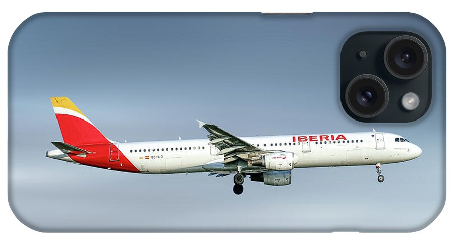 Iberia iPhone Case featuring the mixed media Iberia Airbus A321-212 by Smart Aviation