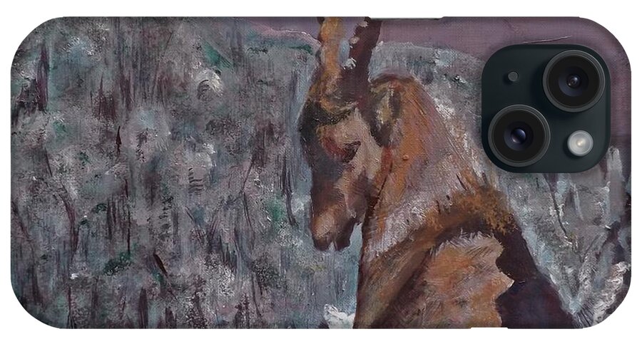 Mountain iPhone Case featuring the painting Ibex on the Ledge by Sherry Killam