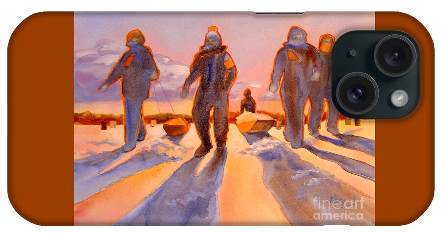 Paintings iPhone Case featuring the painting Ice Men Come Home by Kathy Braud