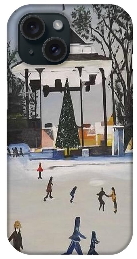 Landscape iPhone Case featuring the painting Ice Rink Frolicking by Denise Morgan