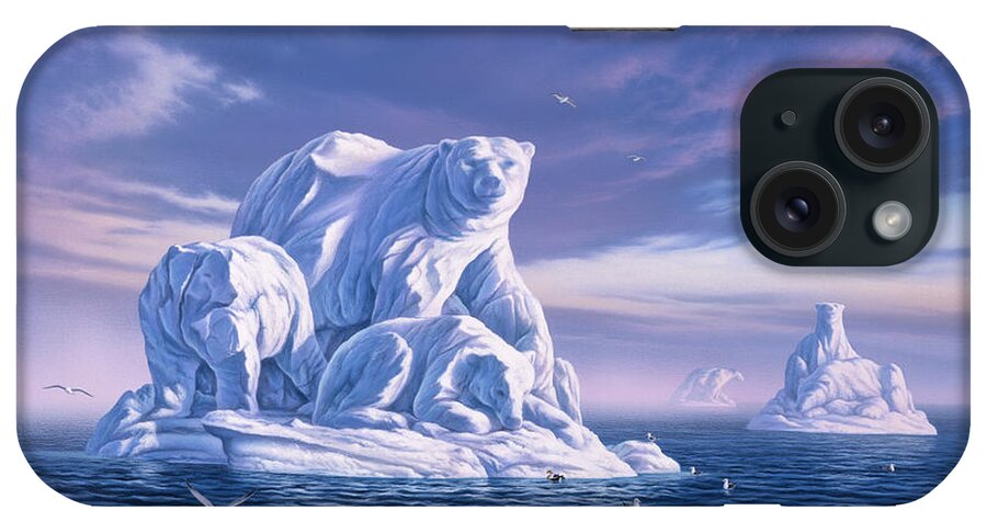 Polar Bear iPhone Case featuring the painting Icebeargs by Jerry LoFaro