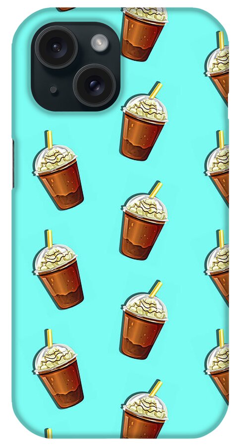 Coffee iPhone Case featuring the painting Iced Coffee To Go Pattern by Little Bunny Sunshine