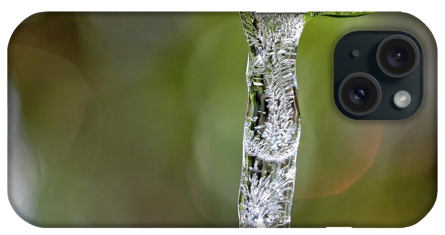 Photography iPhone Case featuring the photograph Icicle on Gardenia Leaf by Ludwig Keck
