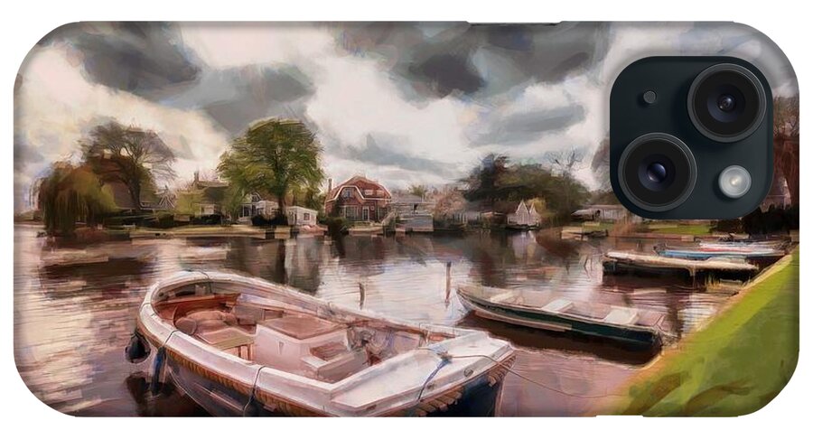 Broek In Waterland iPhone Case featuring the digital art Idyllic Broek in Waterland by Eva Lechner