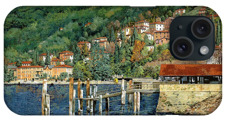 Lake Como iPhone Case featuring the painting il porto di Bellano by Guido Borelli