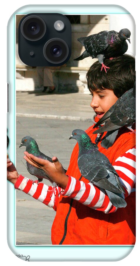 Child iPhone Case featuring the photograph In Piazza San Marco Communing with Nature by Mariarosa Rockefeller